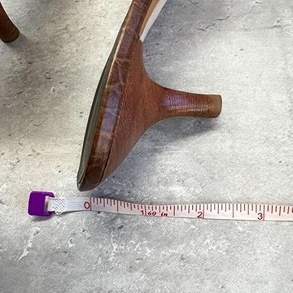 Talbots Brown Croc Embossed Leather Kitten Heel Slide Sandals Womens Size 7.5B - Picture 9 of 10